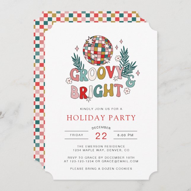 Retro Holiday Party Invitation (Front/Back)