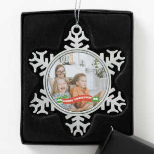 Retro Holiday Personalised Photo Ornament - Christ