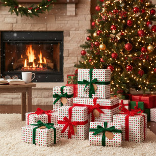 Retro Holiday Polka Dot  Wrapping Paper