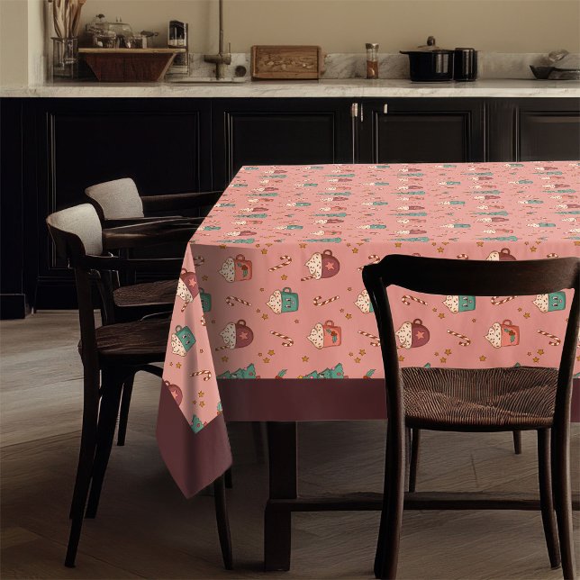 Retro Holiday Tablecloth Funky Pastel Christmas (Retro Holiday Tablecloth Funky Pastel Christmas)