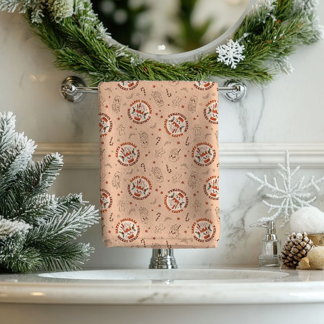 Retro Holiday Towels Funky Pastel Bathroom Style (Retro Holiday Towels Funky Pastel Bathroom Style)
