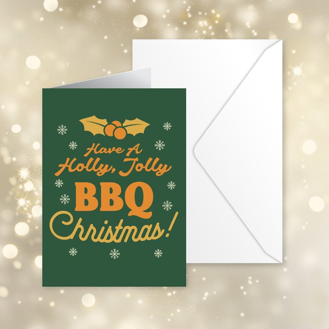 Retro Holly Jolly BBQ Christmas Photo Temp : Green Holiday Card (Creator Uploaded)