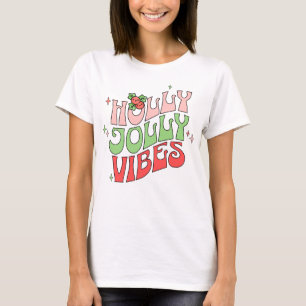Retro Holly Jolly Christmas Vibes T-Shirt
