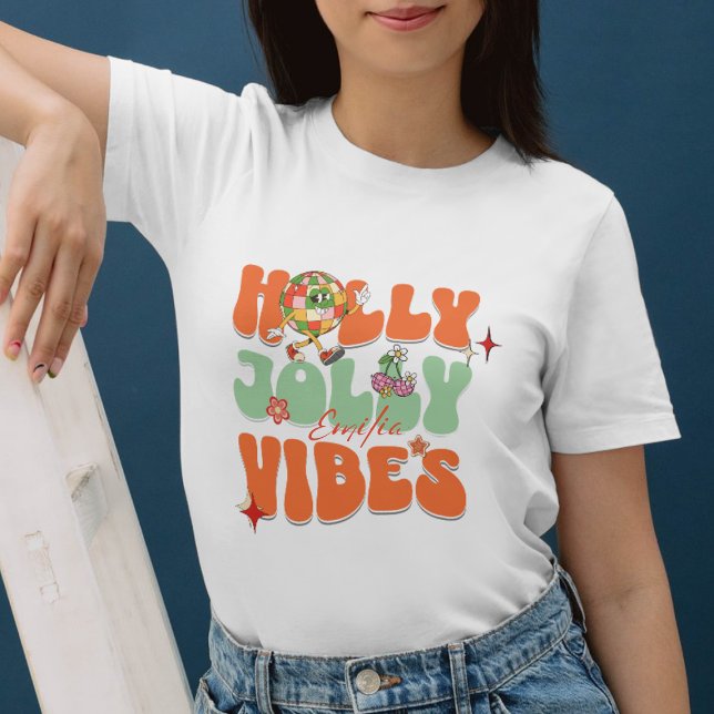 Retro Holly Jolly Vibes Orange Christmas Name Sweatshirt (Creator Uploaded)