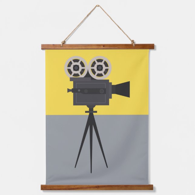 Retro Hollywood Camera Colorblock  Hanging Tapestry (Front)