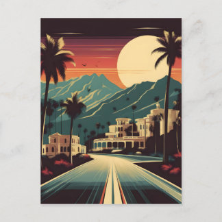 Retro Hollywood Illustration Postcard