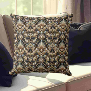 Retro Home Accents Black and Gold Art Deco Cushion