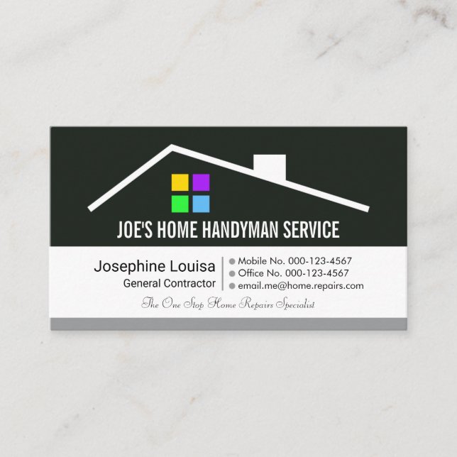 Retro Home Repair Construction Layers Business Card (Front)