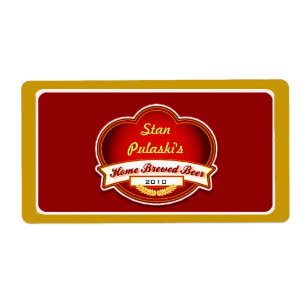 Retro Homebrewed Red Gold Beer Custom Label