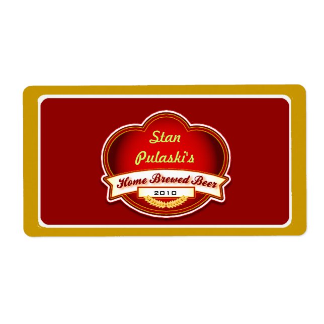 Retro Homebrewed Red Gold Beer Custom Label (Front)