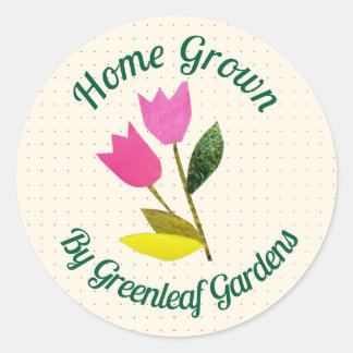 Retro Homegrown Flowers Cute Farmhouse Tulips Classic Round Sticker