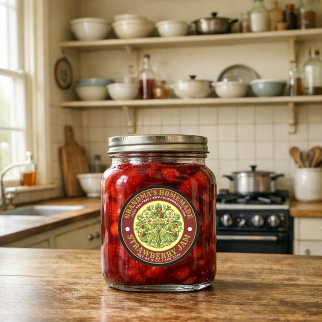 Retro Homemade Strawberry Jam Label Template (Creator Uploaded)