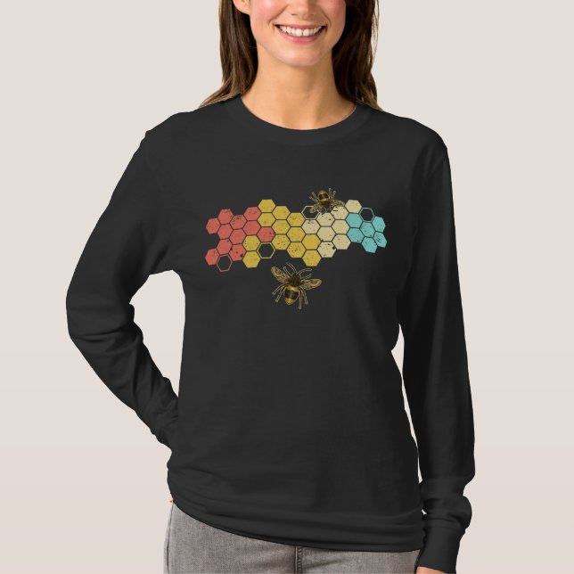 Retro Honeycomb Beekeeper Design for Bee Lover T-Shirt (Front)