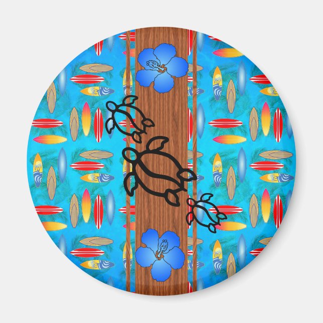 Retro Honu Surfboard Magnet (Front)