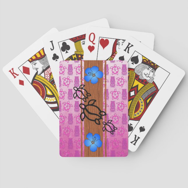 Retro Honu Surfboard Playing Cards (Back)