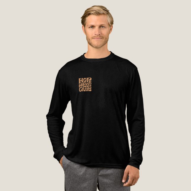 Retro Hope Never Quits Typography T-Shirt Design | Tri-Blend Shirt (Full Front)