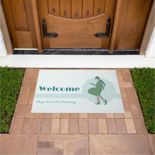Retro Hope You Like Dancing Green Personalised  Doormat