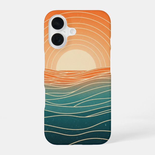 Retro Horizon Ripple iPhone 16 Case (Back)