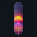 Retro Horizon Skateboard<br><div class="desc">Ride the Grid with the Retro Synthwave Skateboard ​Embrace the 80s aesthetic with this Retro Synthwave Skateboard deck. Featuring a classic neon sunset, silhouetted palm trees, and a glowing geometric grid, this design is a must-have for lovers of vaporwave and cyberpunk culture. ​Whether you’re looking for a functional pro-grade skateboard...</div>