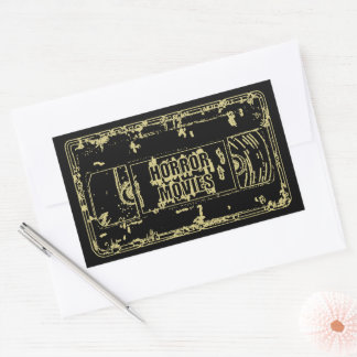 Retro Horror Movies VHS Tape Design Gold Rectangular Sticker