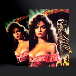 Retro Horror Woman Postcard