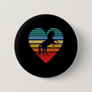 Retro Horse Heart Animal Love 6 Cm Round Badge
