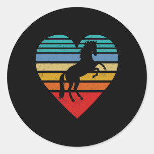 Retro Horse Heart Animal Love  Classic Round Sticker