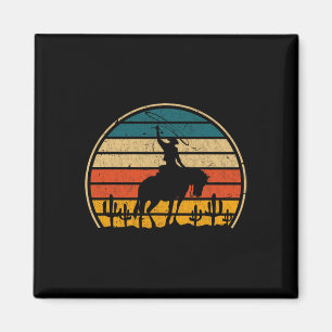 Retro Horseback Riding Rodeo Western Country Cowbo Magnet
