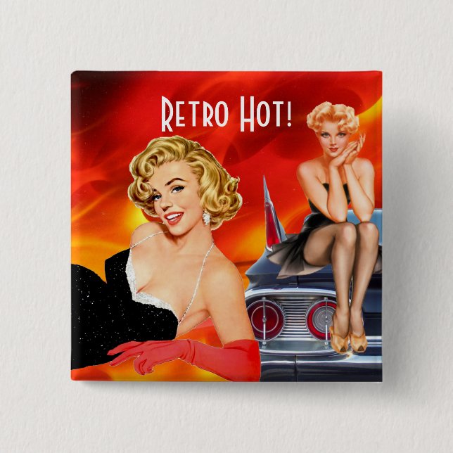 Retro Hot 15 Cm Square Badge (Front)