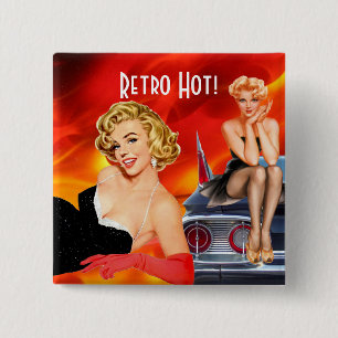 Retro Hot 15 Cm Square Badge