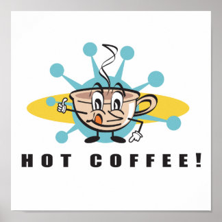 retro hot coffee design poster