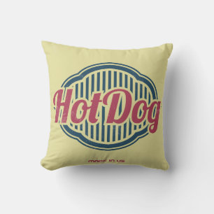 Retro Hot Dog Label Designer Accent Pillows