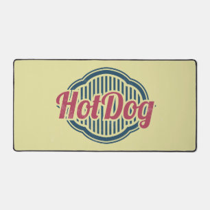 Retro Hot Dog Label Designer Desk Mat