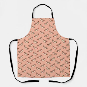 Retro Hot Dog Seamless Pattern Apron