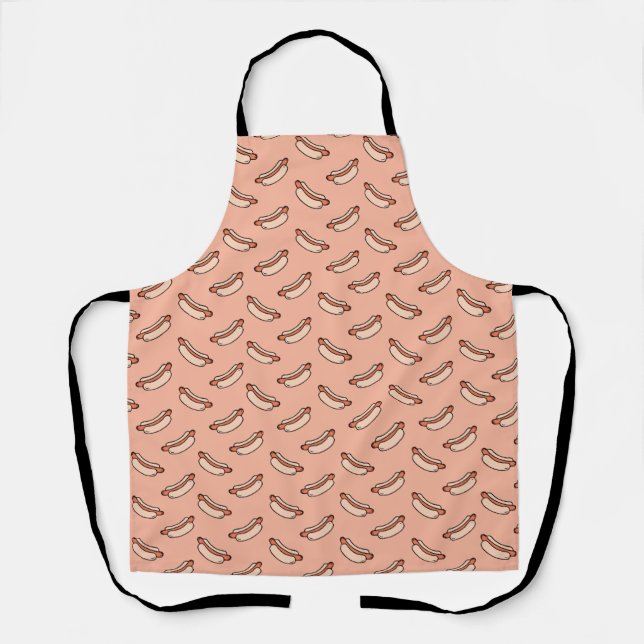 Retro Hot Dog Seamless Pattern Apron (Front)