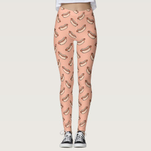 Retro Hot Dog Seamless Pattern Leggings
