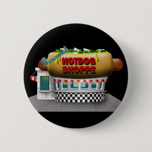 Retro Hot Dog Shoppe 6 Cm Round Badge