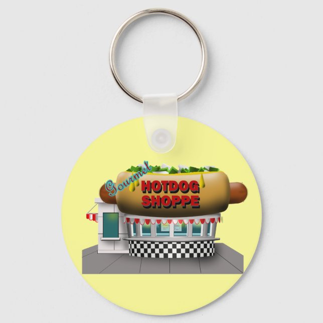 Retro Hot Dog Shoppe Key Ring (Front)