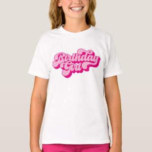 Retro Hot Pink Birthday Girl T-Shirt