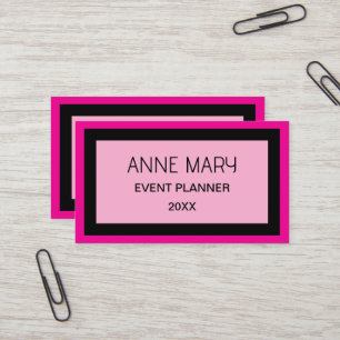 Retro Hot Pink Black Custom Color Wedding Trendy Business Card