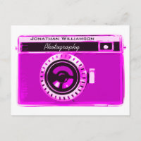 Retro Hot Pink Camera Photography Business