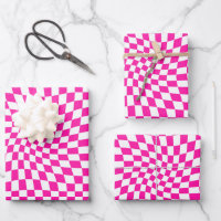 Retro Hot Pink Checks Warped Chequered Dorm  