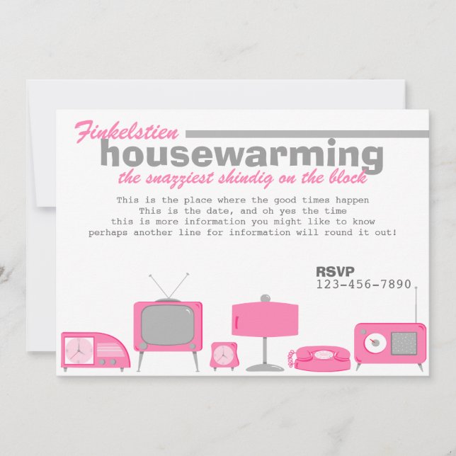 Retro Hot Pink Electronics Invitation (Front)