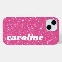 Retro Hot Pink Glitter Sparkle Personalised Name
