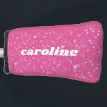 Retro Hot Pink Glitter Sparkle Personalised Name Golf Head Cover<br><div class="desc">Retro Hot Pink Glitter Sparkle Personalised Name Golf Head Cover</div>