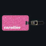Retro Hot Pink Glitter Sparkle y2k Personalised Luggage Tag<br><div class="desc">Retro y2k Hot Pink Glitter Sparkle Personalised Name Luggage Tag</div>