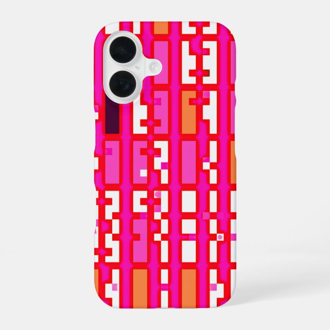Retro Hot Pink Pixel Geometric Phone Case (Back)