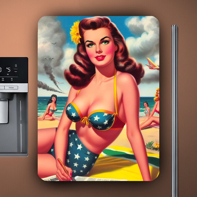 Retro Hot Vintage Beach Pin up Magnet (Creator Uploaded)