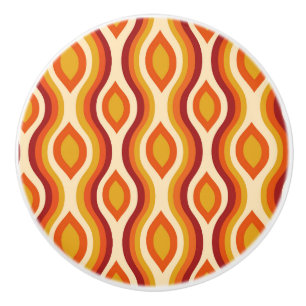Retro Hourglass Ogee in orange, Yellow and Red Ceramic Knob