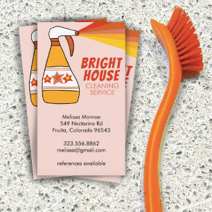 Retro House Cleaning Service Spray Bottle Colourfu Business Card